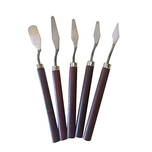 PXNH 5Pcs Kit Profesional Paleta Cuchillo Pintura Raspador Mezcla Espátula Pintura Bellas Artes Acero inoxidable