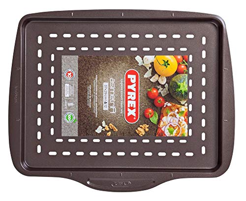 Pyrex Asimetria - Bandeja rectangular de pizza, 37 cm, color negro