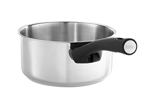 Pyrex Expert Cazo de 16 cm con Tapa, Acero Inox, Antiadherente ultra resistente