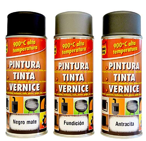 Pyro Feu 24951-6 Spray Pintura térmica Fundición 900°C-Aerosol, Gris, 400 ml