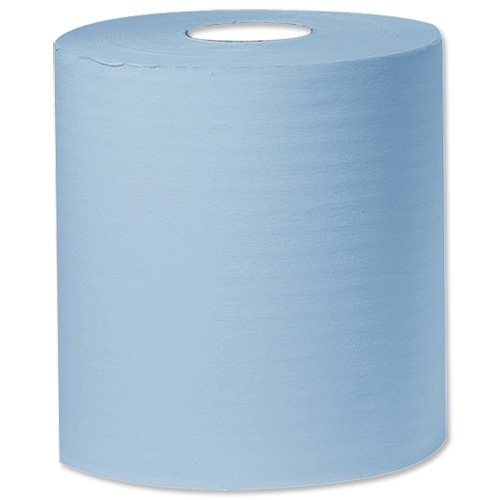 Q-Connect C2B150 - Pack de 6 bobinas de papel industrial x 150 m, 2 capas, color azul