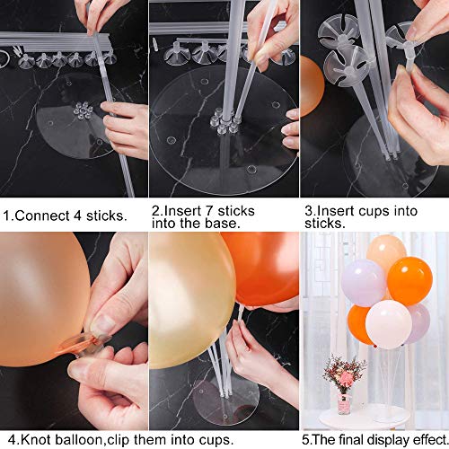 Q-WOOFF soporte para globos, 4 juegos de soporte de globo de mesa de 28 pulgadas con varilla de globo y base de soporte de flores, utilizado para graduación/globos boda/fiesta de cumpleaños