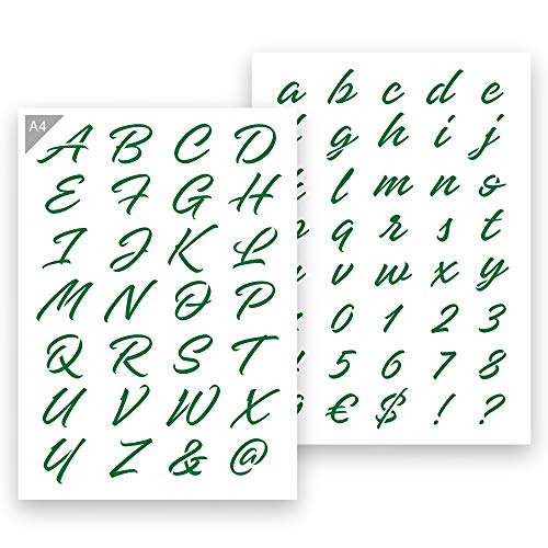 QBIX - Plantilla de letras decorativas – tamaño A4 – altura de las letras 2 – 3 cm – Reutilizable, ideal para niños, DIY