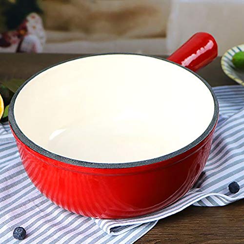 Qddan Olla De Hierro Fundido del Esmalte Cacerola Chef Cocina Clásica Sopa De Olla Antiadherente Panamericana De La Salud Baterías De Cocina O Restaurante Propósitos Múltiples Regalo (Color : Rojo)