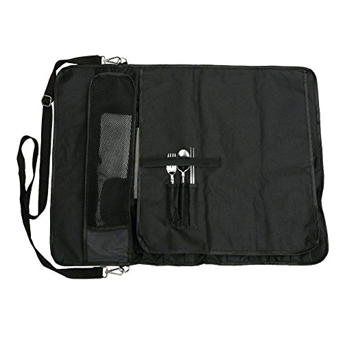 QEES Bolsa para cuchillos de camping con 17 compartimentos, cuchillos de sujeción, cucharas y tenedores, funda impermeable para almacenamiento de cuchillos DD14 Color 1: negro., tamaño 66W* 50H CM