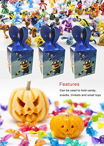 Qemsele Cajas De Fiesta Bolsas de cumpleaños, 12Pcs Regalo Cajas, Cajas de Caramelo Tema Reutilizable Bolsas de Fiesta Bolsas para cumpleaños niños la Fiesta favorece la Bolsa Bolsas Fiesta (Minions)