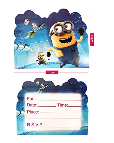 Qemsele Invitaciones para Niños, 30 Inglés Tarjetas de Invitación con Sobres para infantile Chicas Fiesta de Cumpleaños Baby Shower Decoraciones Suministros de Fiesta (Minions)