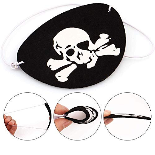 QH-shop Parche de Ojo de Pirata Fieltro Negro para Halloween Fiesta de Disfraces 24 Piezas