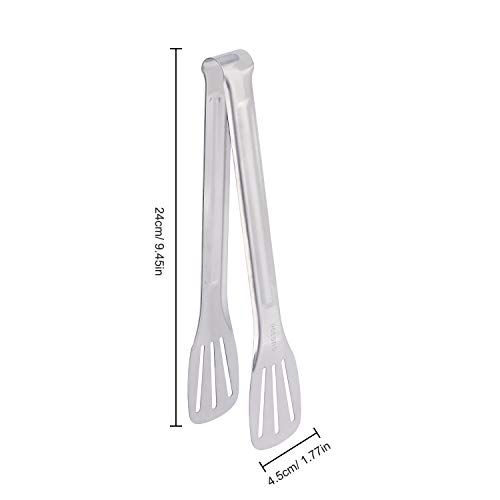 QH-Shop Pinzas de Cocina de Acero Inoxidable, 3 Piezas Pinzas de Servir Comida para Ensaladas, Barbaco, Freír, Cocinar y Buffet (Plata, 24cm)