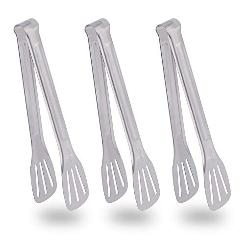 QH-Shop Pinzas de Cocina de Acero Inoxidable, 3 Piezas Pinzas de Servir Comida para Ensaladas, Barbaco, Freír, Cocinar y Buffet (Plata, 24cm)