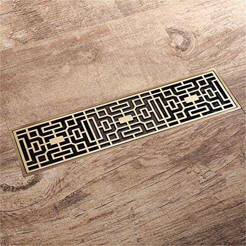 QHGao Desodorante De Bronce para Baño Drenaje De Piso De Baño De Flujo Grande, Inserto De Azulejo De Drenaje De Ducha Lineal, Resistente Y Duradero, Sin Deformación