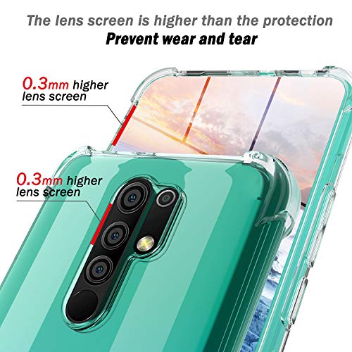 QHOHQ Funda para Xiaomi Redmi 9 con 2 Unidades Protector de Pantalla, Carcasa Anti-Choques y Anti- Arañazos - Cristal Templado Membrana - [9H Dureza] - [Anti-Arañazos]