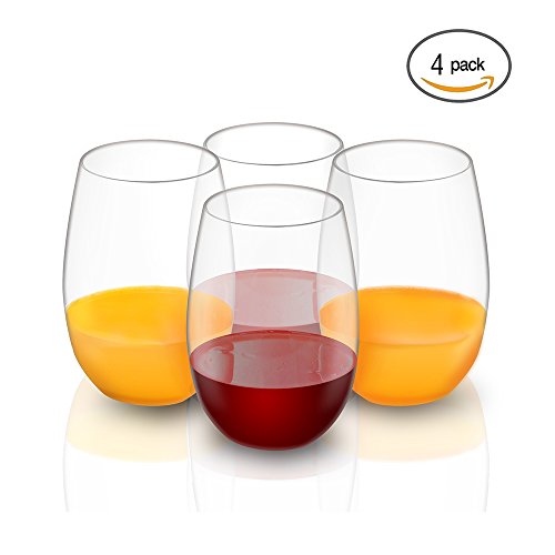 QHYK 4PCS Beber Vaso, Reutilizables - Shatterproof - BPA Libre plástico de alta calidad, para fiestas, camping, picnics, jardín y al aire libre, 16OZ