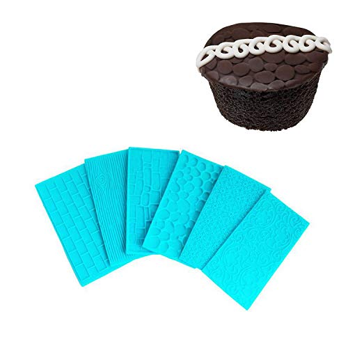 Qiajie - Juego de 6 moldes de plástico para glaseado con relieve para tartas, decoración de bordes de chocolate, textura de chocolate y glaseado