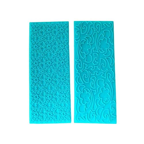 Qiajie - Juego de 6 moldes de plástico para glaseado con relieve para tartas, decoración de bordes de chocolate, textura de chocolate y glaseado