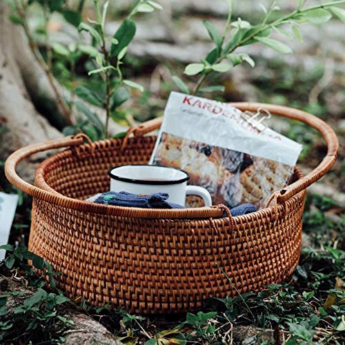 Qianqingkun Canasta de ratán, Canasta de Picnic al Aire Libre Tejida a Mano, Canasta de Verduras, Canasta de Flores, Canasta de recolección, Canasta de bambú de Huevo-Grande