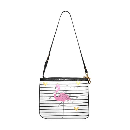 QIAOLII Bolsos Moda para niñas Cool Striped Summer Flamingo Bolsos de moda para mujer 10 X 8 pulgadas Ligero Bolso bandolera de cuero Pu para mujeres con correa larga para mujeres