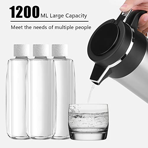 Qiilu Hervidor de Agua de Coche de Acero Inoxidable 1200 ML con 24V Encendedor de Cigarrillos Calefacción Taza para Té, café y Agua hirviendo en Coche Viaje