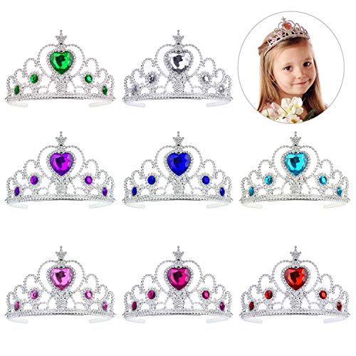 QIMEI-SHOP Niños Princesa Tiara 8 Piezas Corona Conjunto Dress up Accesorios para Niñas Cumpleaños Fiesta