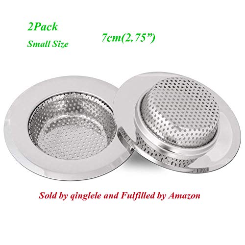 Qinglele Filtro Para Fregadero Cocina, Filtro De Acero Inoxidable Para Fregadero, Filtro Desague Fregadero 2 piezas (Pequeña)