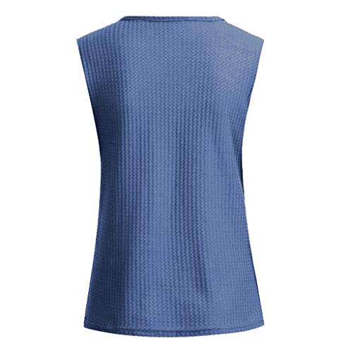 Qingsiy Mujeres Verano Moda Camisetas Chaleco Chaleco Suelta Sin Mangas con Estampado Ocasionales Cuello En V Tapas Flojas Atractiva Camiseta Tapas De Verano De Chaleco Basicas Tops(Azul,XXL)