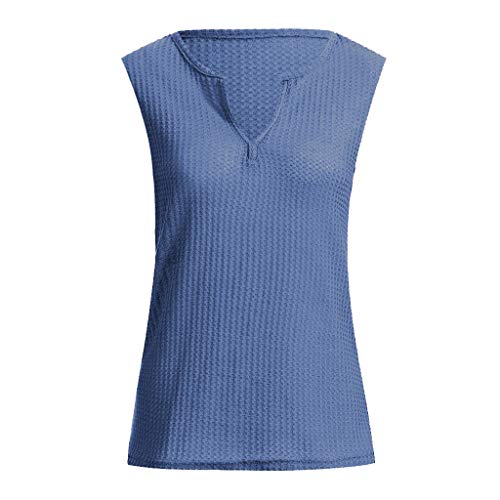 Qingsiy Mujeres Verano Moda Camisetas Chaleco Chaleco Suelta Sin Mangas con Estampado Ocasionales Cuello En V Tapas Flojas Atractiva Camiseta Tapas De Verano De Chaleco Basicas Tops(Azul,XXL)