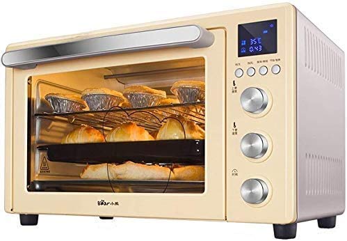 Qinmo Horno eléctrico, Mini Horno eléctrico 32L con ajuste de temperatura y 0-230degree inteligente de sincronización 1500W tres capas puerta de vidrio Horno Pequeños Electrodomésticos