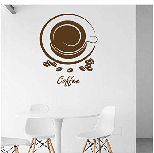 Qinyubing Adesivo Murale Tazza Di Caffè Chicchi Di Caffè Aroma Caffè Cucina Ristorante Interior Design Decorazione Vinile 42 * 33Cm