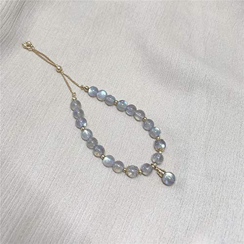 QKL CláSico Natural Cristal Hielo Especies Gris Moonstone Lady String Bead Pulsera De Moda Transferencia De Cuentas.