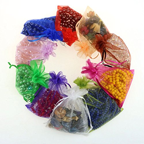 QLOUNI 100 Bolsitas de Organza Multicolores de Regalo Ideal para Decoración de la Boda,Dulces,Regalo,etc (10 * 15cm)