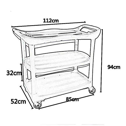 QMFYJ Carros de Recogida, Médico de la Compra Negro Pesado Hotel Restauración de la Compra con la Manija, la Compra de 3 Armarios Utilidad de Plástico con Ruedas, 110 Libras Capacidad Máxima por Esta