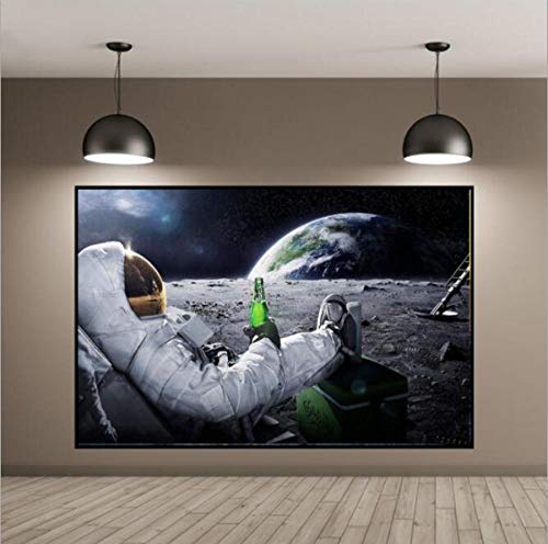 QMSM Cuadro en Lienzo Astronauta Cerveza Cartel Pintura Decorativa Americana sin Marco Pintura núcleo 50 * 80 cm