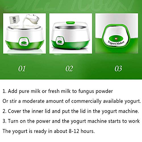 QQO Máquina de Yogur eléctrica automática 1.0L Recipiente con Revestimiento de Acero Inoxidable Natto Rice Wine Fermentador DIY Leben Yoghourt Machine Hacer Yogur Natural Saludable en casa,B