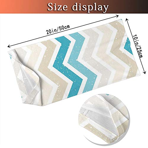 Q&SZ Sweatshirt Outdoor Headband Aqua Grunge Abstract Zig Zag Borders Chevron Geometrical Details Es Beige Cocoa Pink Turquoise and Blue Scarf Neck Gaiter Face Bandana Scarf Head Scarf