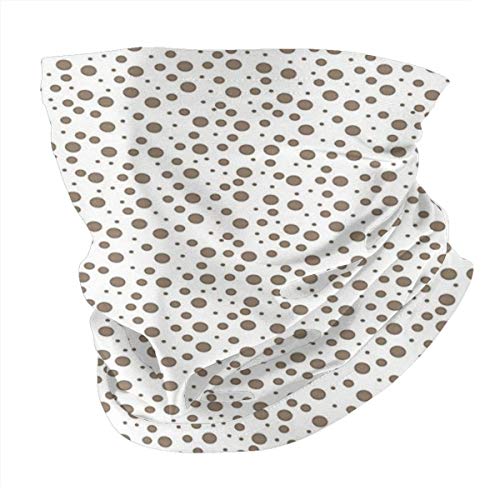 Q&SZ Sweatshirt Outdoor Headband Brown Big and Small Drop Like Spots On White Background Vintage Style Old Fashioned Design Es Cocoa White Scarf Neck Gaiter Face Bandana Scarf Head Scarf