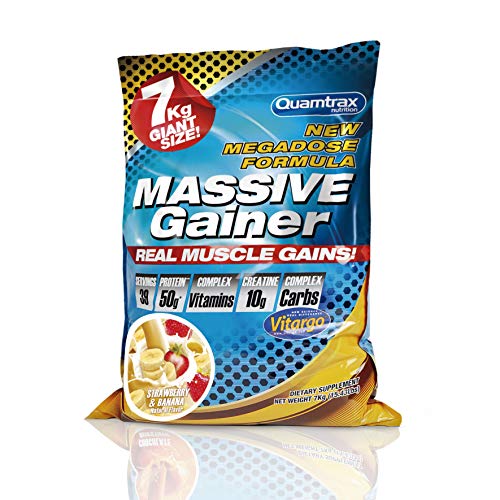 Quamtrax Massive Gainer-7Kg-Sabor Chocolate Blanco-Fresa, Adultos Unisex, 0, 7