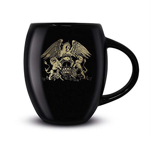 Queen MGO25602 MGO25602-Taza Ovalada, 425 ml, Color Dorado, cerámica