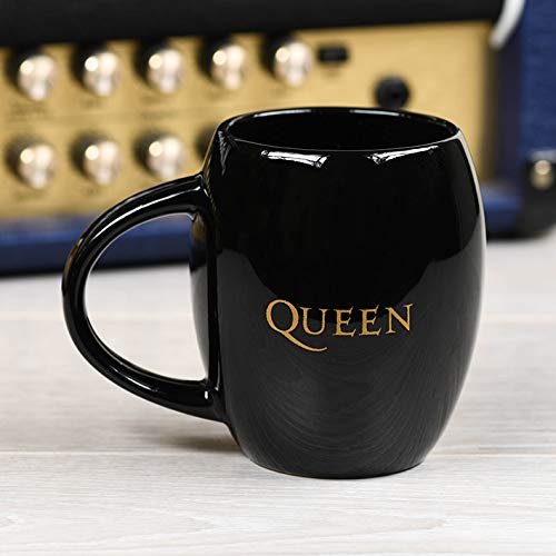 Queen MGO25602 MGO25602-Taza Ovalada, 425 ml, Color Dorado, cerámica