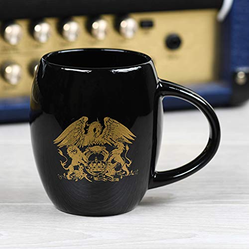 Queen MGO25602 MGO25602-Taza Ovalada, 425 ml, Color Dorado, cerámica