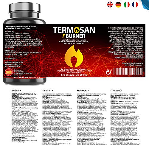 Quemagrasas Natural Termogénico Adelgazante Fat Burner | Supresor de Apetito |Garcinia Cambogia + L-Carnitina + Té verde + Guaraná | Quemador de Grasa Para Mujeres y Hombres (120 CAP) - Aquisana