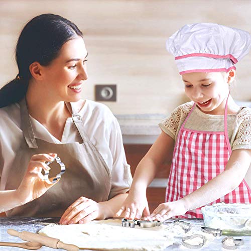 Queta Juego de Cocina Kids, Juego de rol de Cocina para niños, 11 Piezas Juego de Disfraces con Disfraz, Gorro de Cocinero, Guante para Horno y Accesorios de Cocina Regalo para niños (Rosa)