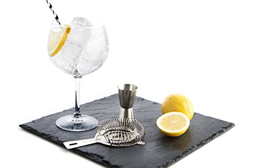 Quid Modelo Mi Bar Set de 3 Piezas para Gin Tonic-Cuchara, medidor y colador, Acero Inoxidable, Gris, 52.33 cm, 3 Unidades