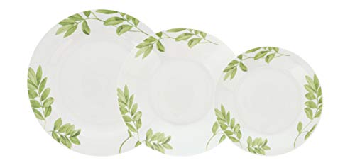 Quid Senda Vajilla de porcelana para 6 personas, 18 piezas, Blanca con ala decorada,