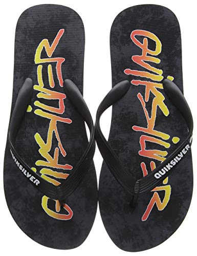 Quiksilver Molokai Wordmark-Flip-Flops for Men, Zapatos de Playa y Piscina para Hombre, Multicolor (Black/Black/Yellow Xkky), 46 EU