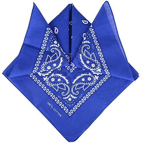 QUMAO Pañuelos Bandanas de Modelo de Paisley para Cuello/Cabeza Multicolor Múltiple para Mujer y Hombre (Pack de 4; Negro&blanco&rojo&azul)