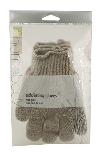 QVS - Guantes exfoliantes para baño, color marrón