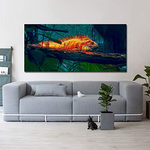 QWESFX Animal Canvas Painting Print on Canvas Wall Art Picture Pintura al óleo para sala de estar Decoración para el hogar Lizard Chameleon Poster (Print No Frame) A 35x70CM