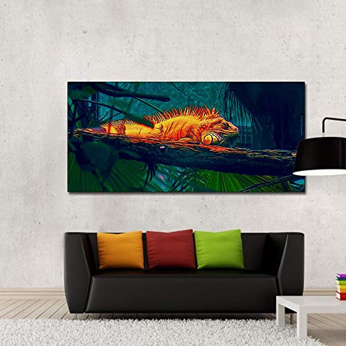 QWESFX Animal Canvas Painting Print on Canvas Wall Art Picture Pintura al óleo para sala de estar Decoración para el hogar Lizard Chameleon Poster (Print No Frame) A 35x70CM