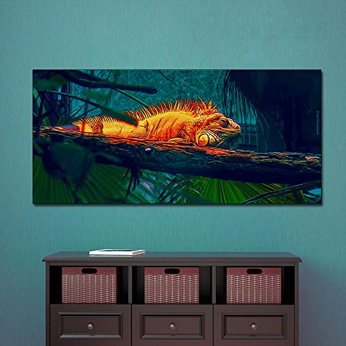 QWESFX Animal Canvas Painting Print on Canvas Wall Art Picture Pintura al óleo para sala de estar Decoración para el hogar Lizard Chameleon Poster (Print No Frame) A 35x70CM