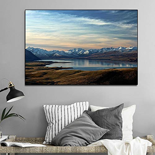 QWESFX Nordic Modern Landscape Beautiful South Island Posters and Prints Canvas Wall Art Picture for Living Room Home Decor (Print No Frame) E 60x120CM